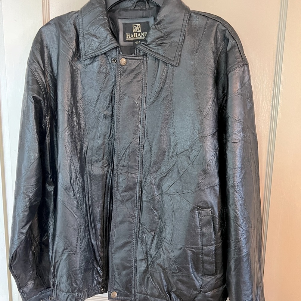 NWOT Haband black leather jacket size large